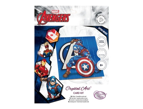 Cartão de Diamante Capitão América 18 X 18 Cm Youdoit CRYSTAL ART