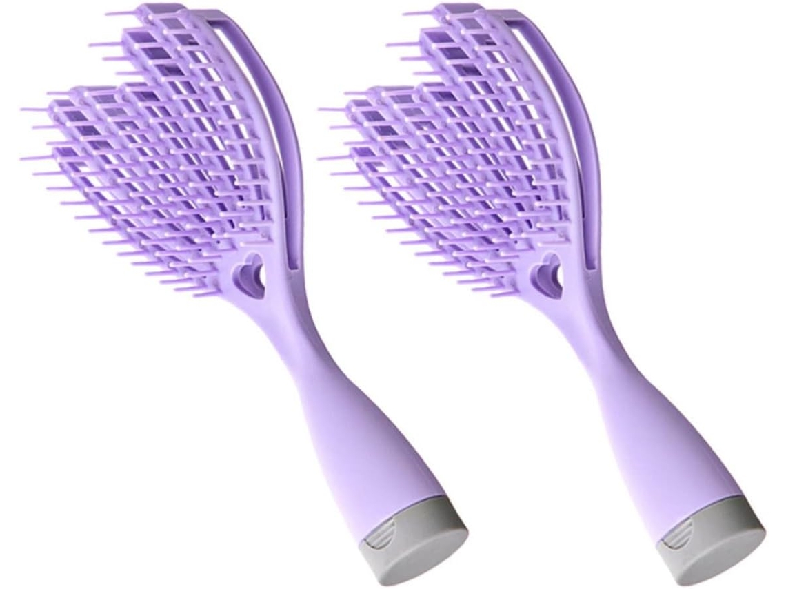 Conjunto De 2 Escovas Cabelo Volumizadoras E Autolimpantes Em Tpu Pp Para Cabelos Molhados Ou Secos, Portáteis Para