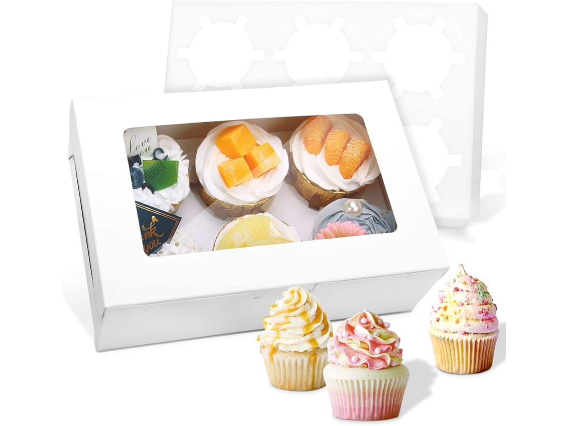 Caixa para Muffins com 6 Compartimentos, Caixa para Biscoitos e Cupcakes, Embalagem para Pastelaria e Bolos, 10 Unidades DUREFORWARD