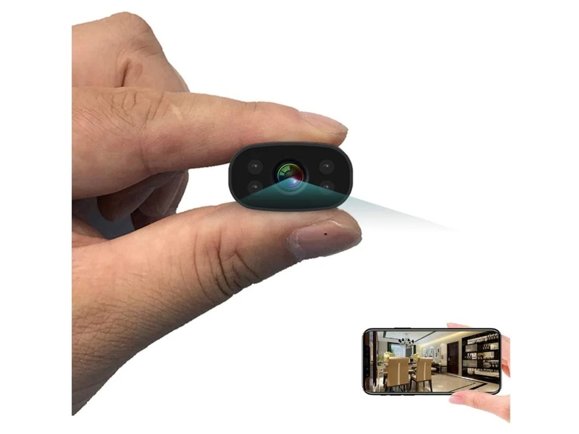 Minicâmeras ocultas, câmera espiã portátil, visualização remota sem fio WiFi, câmeras de segurança domésticas pequenas, Bestvite Black