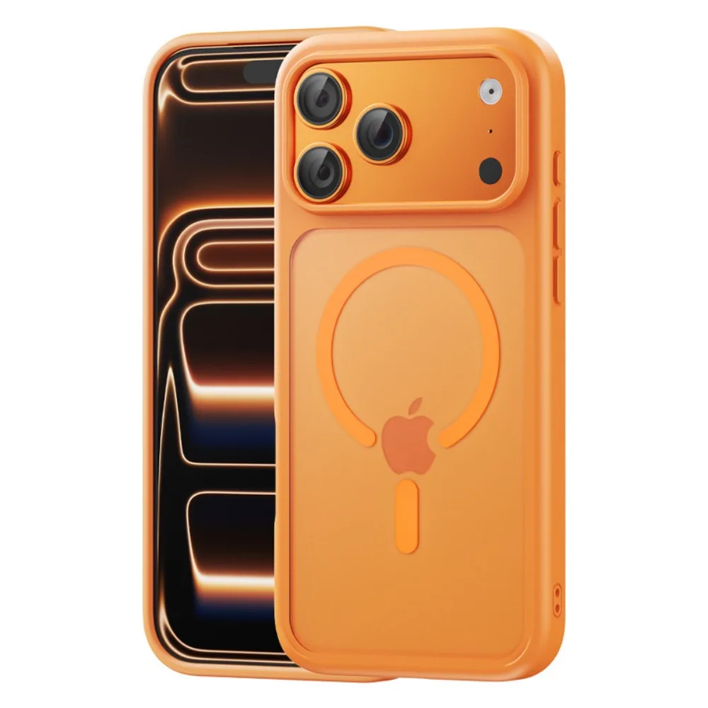 (iphone 17, Laranja) Capa Magnética Magsafe Para Iphone, Compatível Com Carregamento Sem Fio.