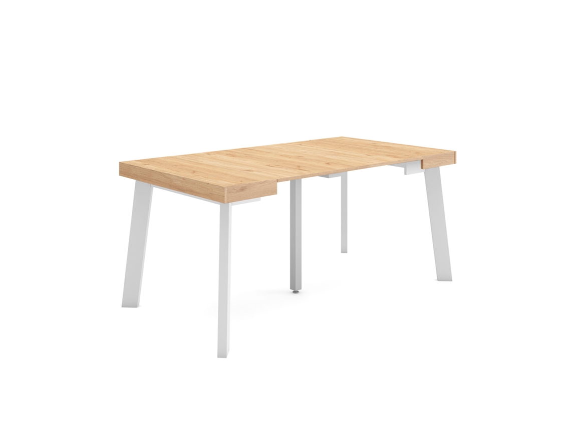 Mesa Consola Extensível, 160x90x73cm, Para 8 Pessoas, Pés De Madeira, Carvalho