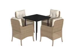 Garden Dining Set, Garden Dining Sets Vidaxl Bege Rattan / Vime (80 Cm Table Length)