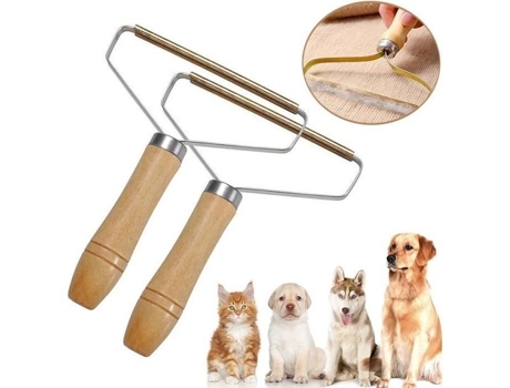 Escova Anti Pelinhos Marca Desembaraçador Metal Madeira Para Cão Fácil De Usar Zisonix