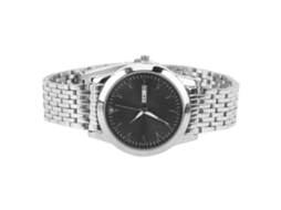 Relógio Masculino De Quartzo Clássico Estilo Elegante Com Data Dual Pulseira De Aço Inox Prata Mostrador Preto