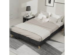 Cama Moderna Minimalista 140x200 - Base Baixa, Estilo Moderno - Cinza