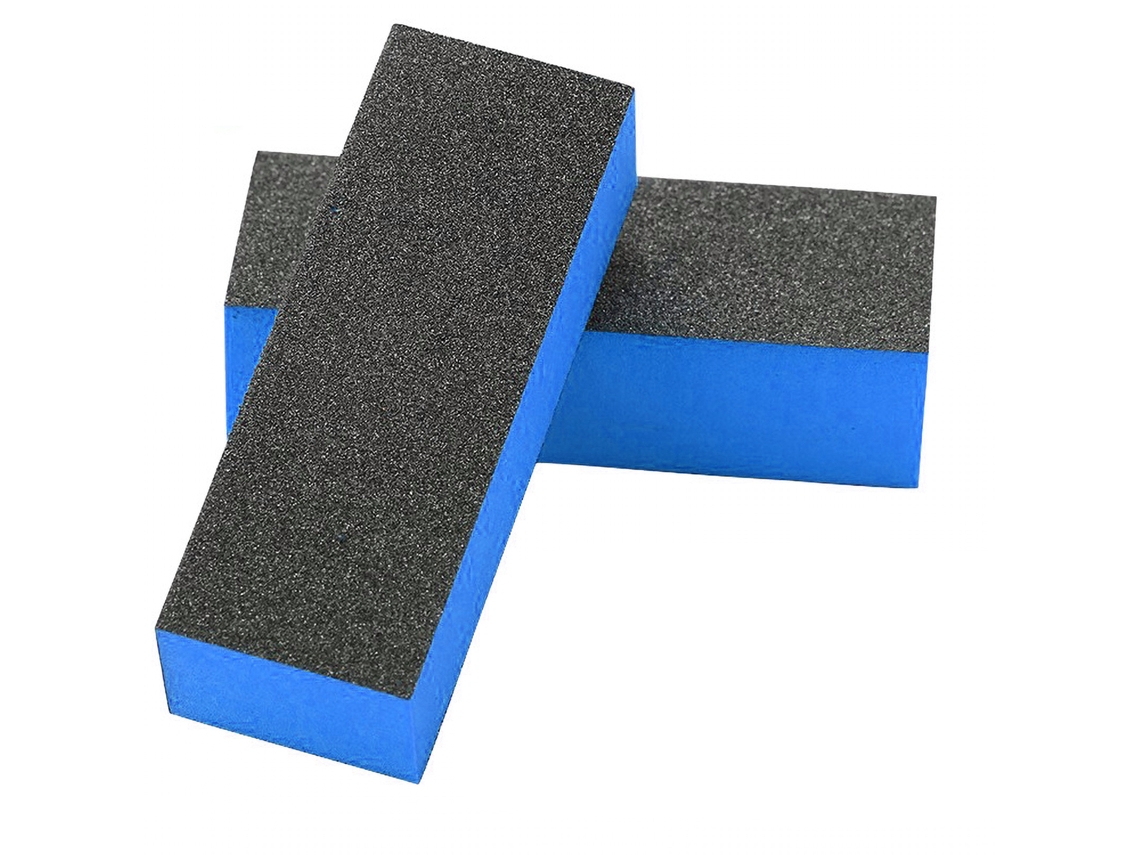 Blocos de lixa para unhas de 3 lados, em plástico resistente, lavável e portátil, feito de EVA, para profissionais e famílias. Cor azul.