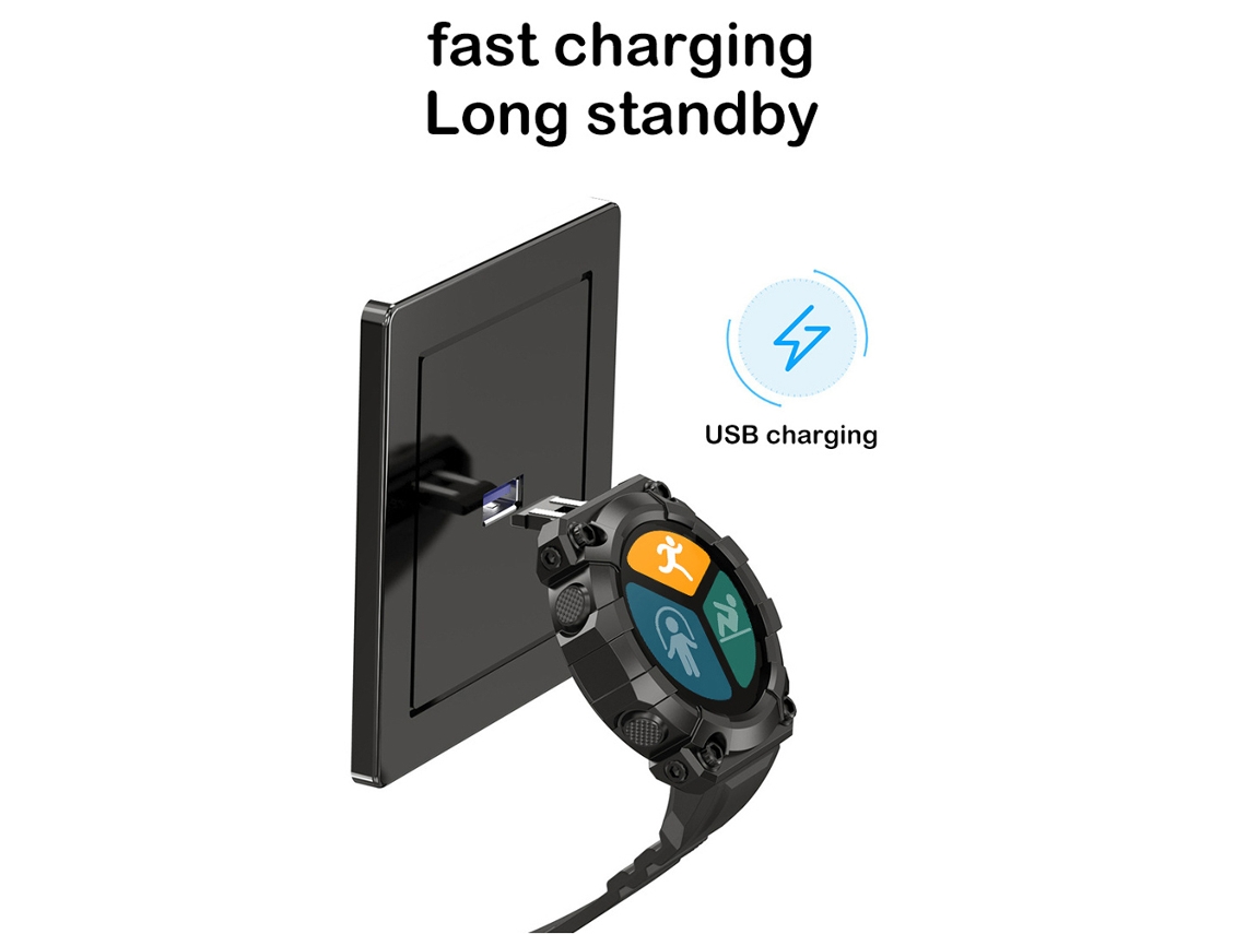 Relógio Inteligente 1.44 Polegadas Smartwatch Monitoramento Cardíaco Sono Modos Esportivos Ip67