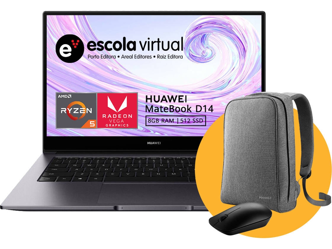 Pack HUAWEI (Portátil MateBook D14 2020 R5 + Rato Wireless + Mochila)