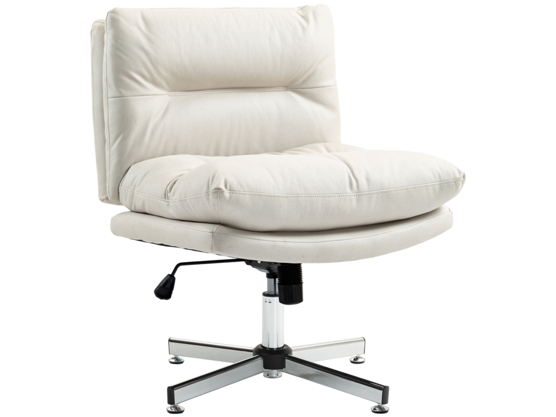 Cadeira Escritório Cinza Claro 65x65x84 94cm Sem Braços Assento Amplo Base Cruzada Basculante ZIWEI STORE