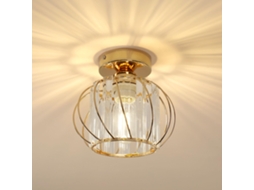 Lustre De Cristal Moderno E27 Semi Embutido,plafonnier Para Sala,quarto,hall E Corredor Btforus (dourado)