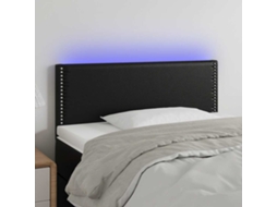 Vidaxl Cabeceira De Cama C/ Led Couro Artificial 90x5x78/88 Cm Preto