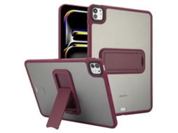 Capa Protetora Fosca Com Suporte 10.2 Transparente, Capa Completa À Prova De Choque, Cor Vinho - Ipad Pro 11 (2024)