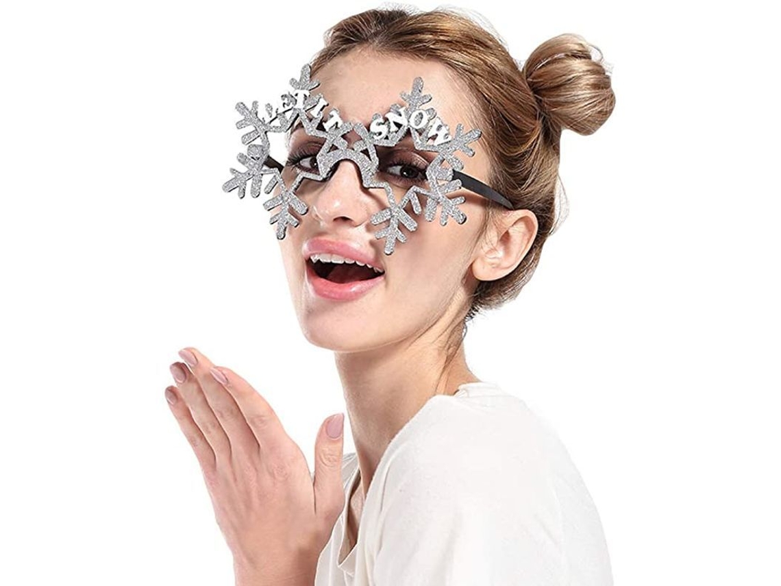 2026 óculos Decorativos de Natal com Glitter Fanci frames Acessório de Festa 2 por Pacote Tamanho Único para Adultos e Adolescentes