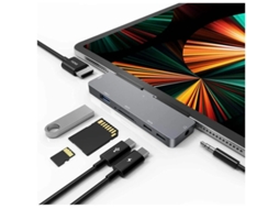 Usb C Hub Para Ipad Pro 2018/2020/2021 1112.9 Ipad Air 4 Usb C Adaptador Para 4k Hdmi 7 Em 1 Entrada Para 3.5mm Audio Phone Cinza Yizhood