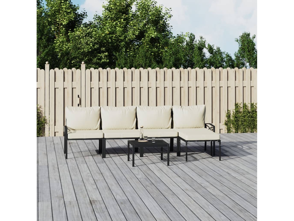 Vidaxl 6 Pcs Conjunto Lounge De Jardim Aço C/ Almofadões Areia