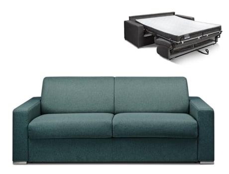 Sofá Cama DUNLOPILLO (214 x 94 x 85 Tamanho Cama: 160 - 179 cm - Veludo - Azul)