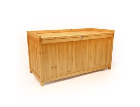Cubo Baú Contentor Para Exterior 113x60x53 Cm Em Madeira De Abeto Com Fecho Para Cadeado Frankystar