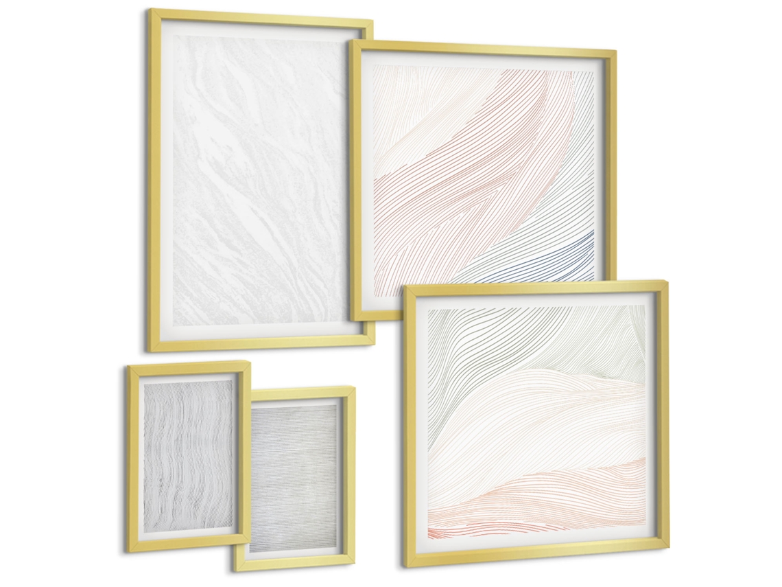 Pinturas Murais Modernas Folhas Verdes Plantas Tropicais Moldura Dourada Quadros Para A Sala De Estar Espelharte (conjunto De 5 Imagens)