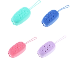 Conjunto Nuobesty Com 4 Escovas De Banho Silicone Qualidade Alimentar Dupla Face, Massageadoras E Esfoliantes, Cores