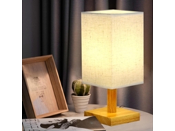 Luminária De Mesa Huiop Para Quarto, Estilo Retrô, Em Madeira Natural, Luminária De Cabeceira Decorativa, Cúpula