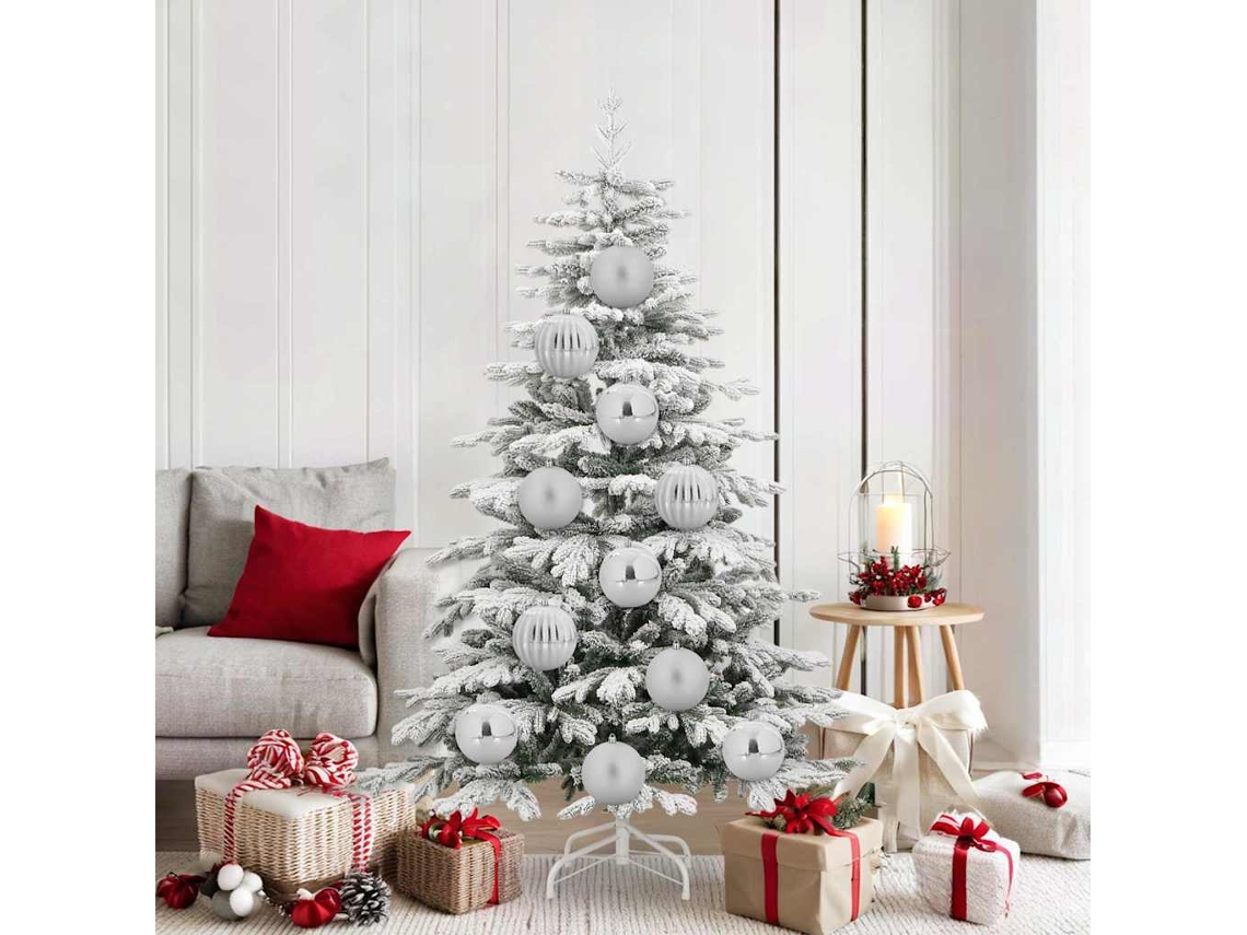 Vidaxl Conjunto De Bolas De Natal Xl 9 Pcs Prateado Ø 15 Cm Plástico