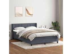 Vidaxl Cama Com Molas/colchão 160x210 Cm Veludo Cinzento-escuro