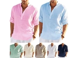 2026 camisa Casual de Manga Larga para Hombre, Algodón Y Lino, Verano, Cuello Volteado, Estilo Informal