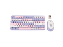 Aetheria conjunto Teclado e Mouse Sem Fio 2.4g Bluetooth 82 Teclas Baixo Ruído para Escritório e Jogos Violeta