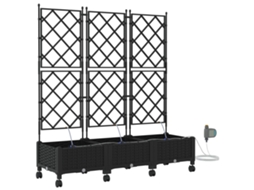 Conjunto 3 Vaso De Jardim Vidaxl Preto Polipropileno (120 X 40 X 132 Cm)