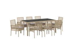 Maison Exclusive - Conjunto De Jantar Para Jardim 9 Pcs Bege Vime Pe