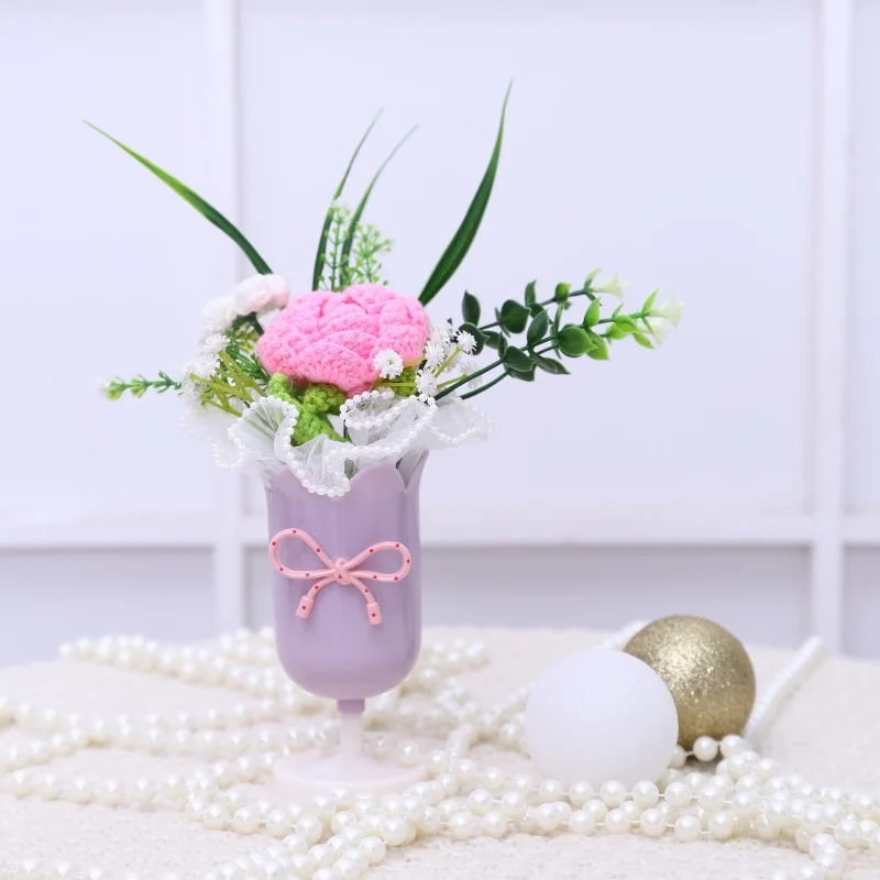 Buquês De Crochê Feitos À Mão E Plantas Em Vasos: Decoração Criativa Para Casa E Presentes De Aniversário.