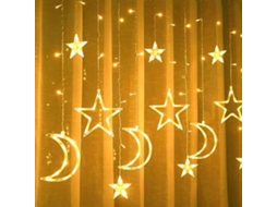 Luzes Led Cortina Lua Estrela Ambiente Romântico LAXISCREED