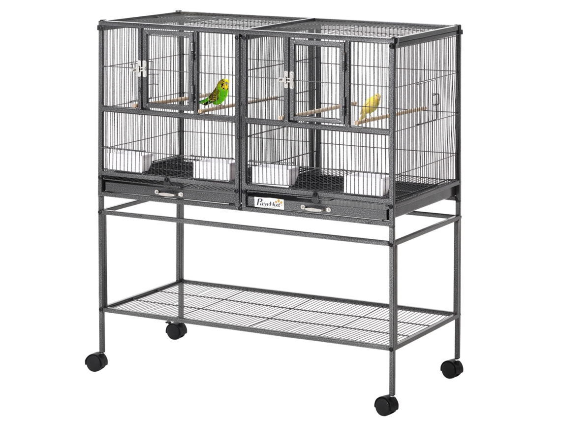 Gaiola para Pássaros 95x45,5x102cm Preto/cinza (com Comedouro, Divisor e Poleiro)