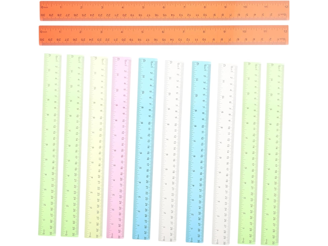 Réguas De Plástico De 30 Cm, 12 Peças Coloridas Para Estudantes