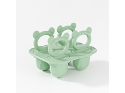 Forma De Gelado Para Bebé 4 Cavidades Em Silicone Com Palitos, Molde Para Leite Materno E Iogurte, Alívio Para Dentição Verde Hexinyigjly