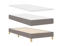 Conjunto 1 Cama Box Vidaxl Castanho-acinzentado Tecido (100 X 200 Cm)