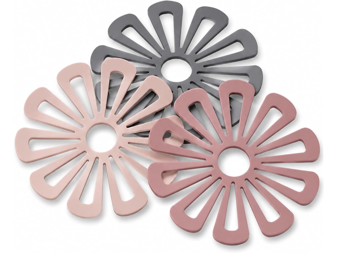 Conjunto De 3-descansos Panela Silicone Em Formato Flor, 15cm 6 Polegadas, Resistentes Ao Calor, Ideais Para Cozinha E