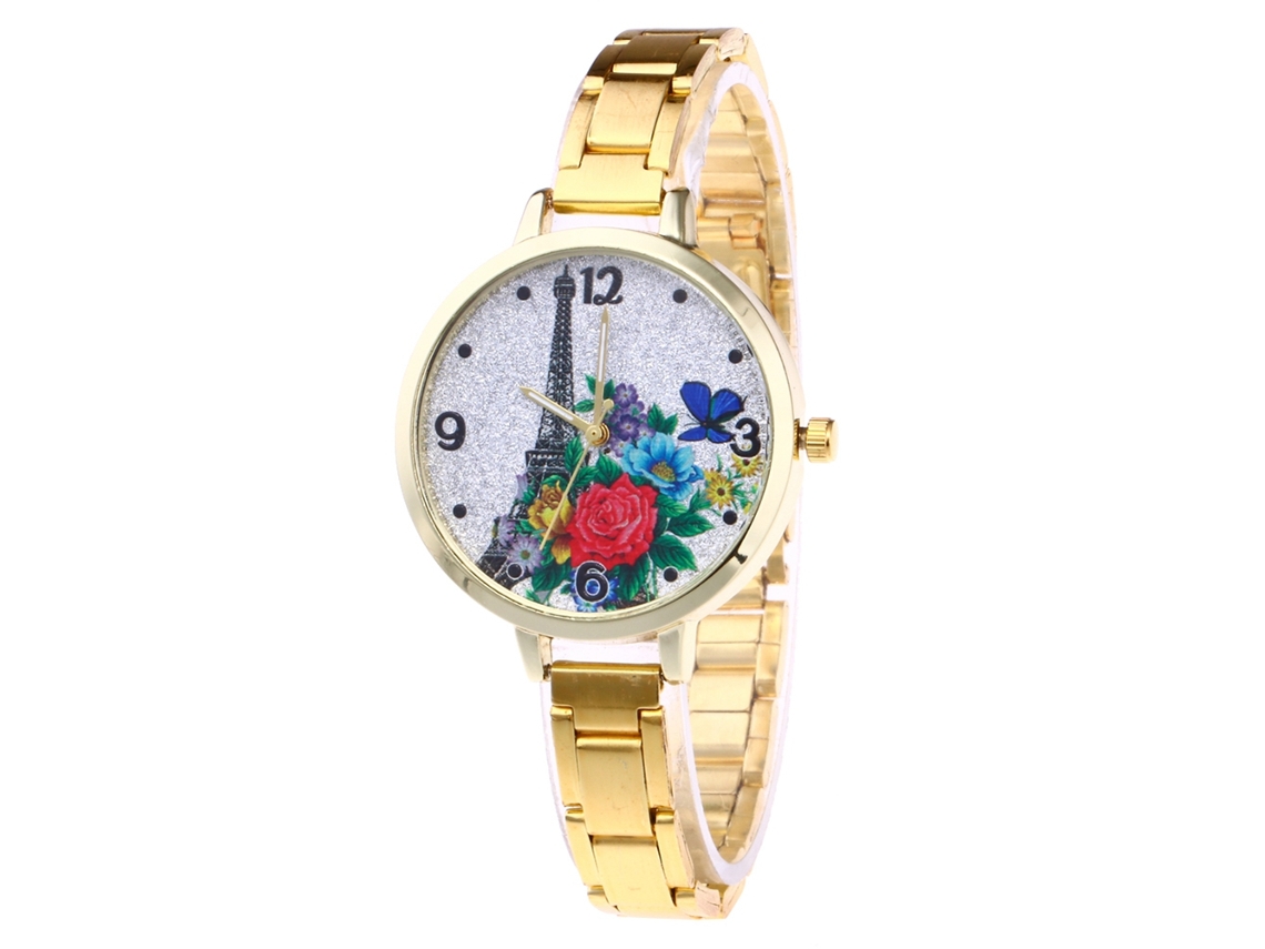 Reloj De Cuarzo Unisex Casual Con Correa De Acero Zhoulianfa (oro)