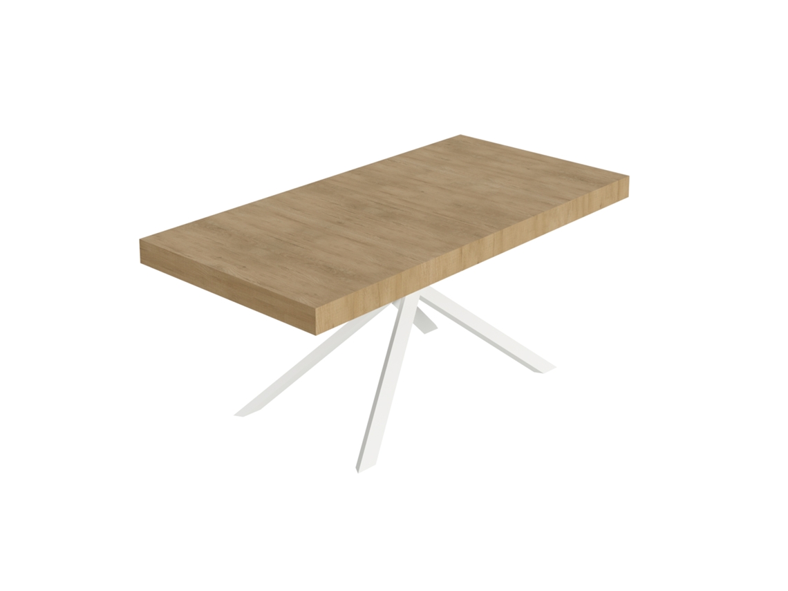 Mesa Extensível Niket 200/304x90 Cm Carvalho Natural Pernas Brancas Itamoby