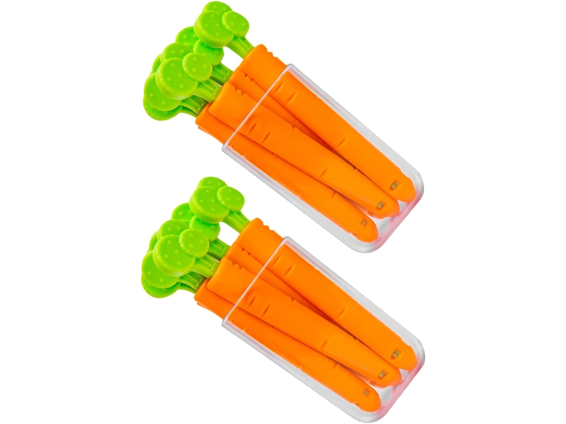Clipes para fechar sacos plásticos Labrimp laranja, conjunto com 2 suportes, efeito de vedação para organizar e