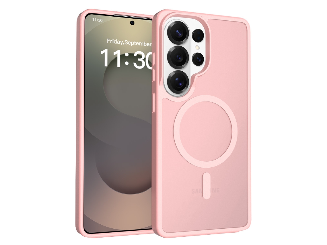 Compatã­vel Com Capa Magnã©tica Com Textura Mate Para Telemã³vel Samsung (s26 Edge Rosa Claro)