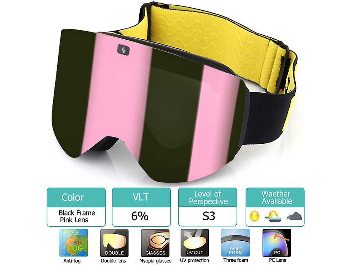 Óculos de esqui com lente polarizada de camada dupla magnética, proteção UV400 contra quedas, ideais para esqui e snowboard, óculos de esqui para uso doméstico e feminino.