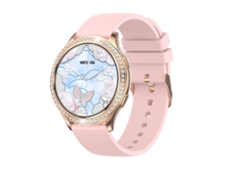 Smartwatch com Bluetooth, diversos modos esportivos e detalhes em diamante rosa Bestvite