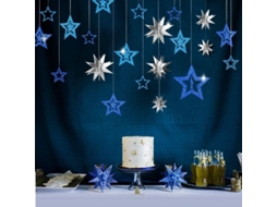 Kit De Decoração De Festa Estrelas Azul Prata Com Guirnalda 3d E Estrelas Brilhantes