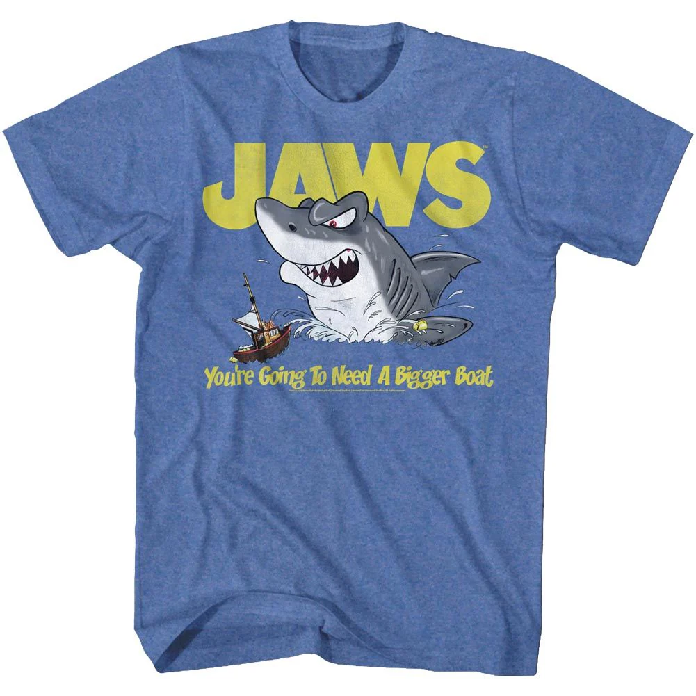 Unisex Adult T-shirt Rockinstone Jaws Movie Cartoon Jaws Movie Heather Royal Sizel