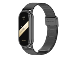 Bracelete Para Xiaomi Smart Band 10/9/8 Nfc - Milan Metal - Fivela Integrada E Relevo Preta