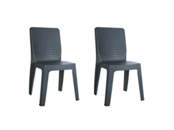 Set 2 Cadeiras Interior, Exterior Cinza Escuro Iris Garbar
