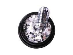 Decorações de unhas com peças retangulares e strass dourado colorido irregular para manicure.