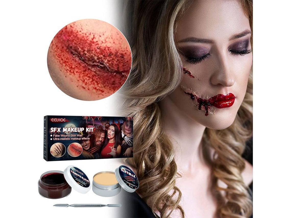 Kit de Cera para Cicatrizes com Espátula Efeitos Especiais Halloween Maquiagem Falsa Ferida